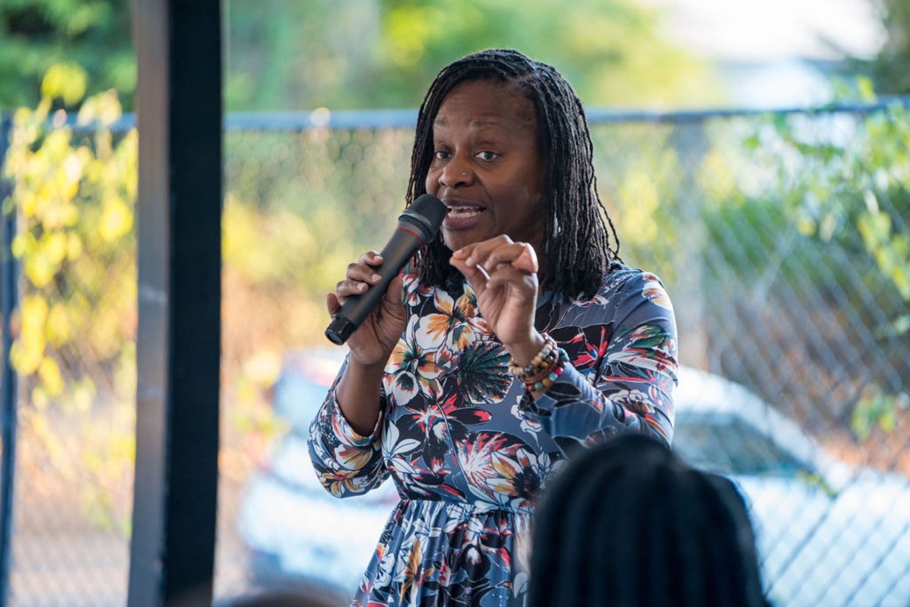 Fairpointe team member speaking during a community event