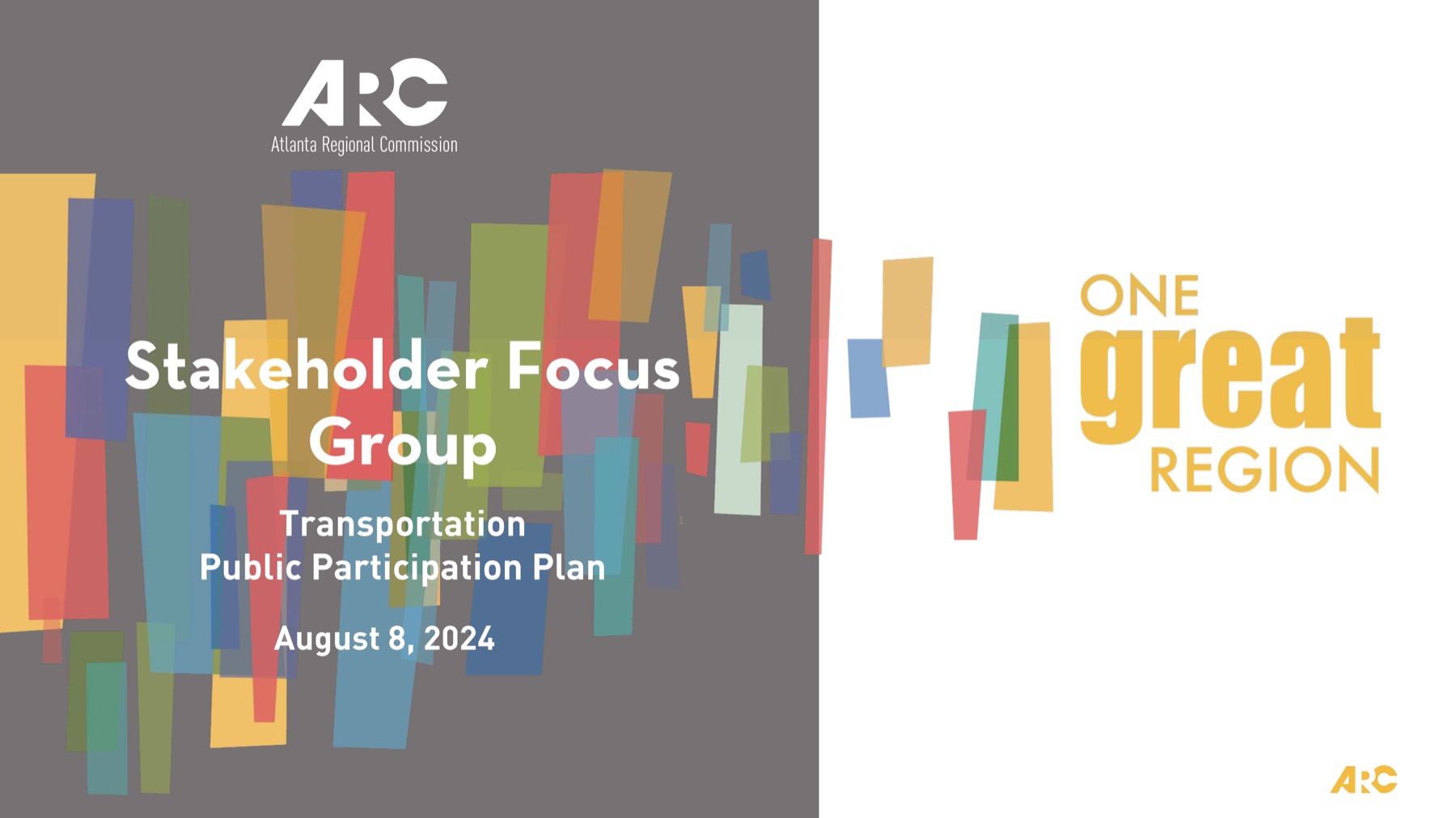 Atlanta Regional Commission stakeholder focus group presentation for the Transportation Public Participation Plan.