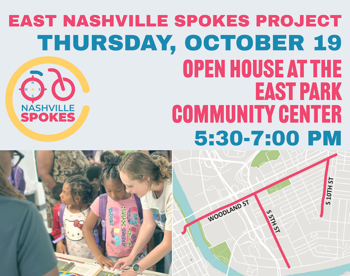 East Nashville Spokes open house flyer with the project area map.